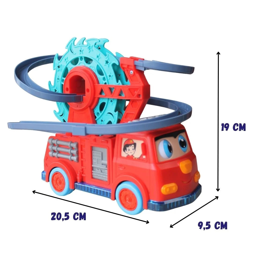 Carro Bombero con pista deslizante sonido y luces