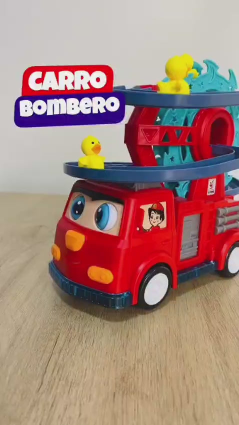 Carro Bombero con pista deslizante sonido y luces